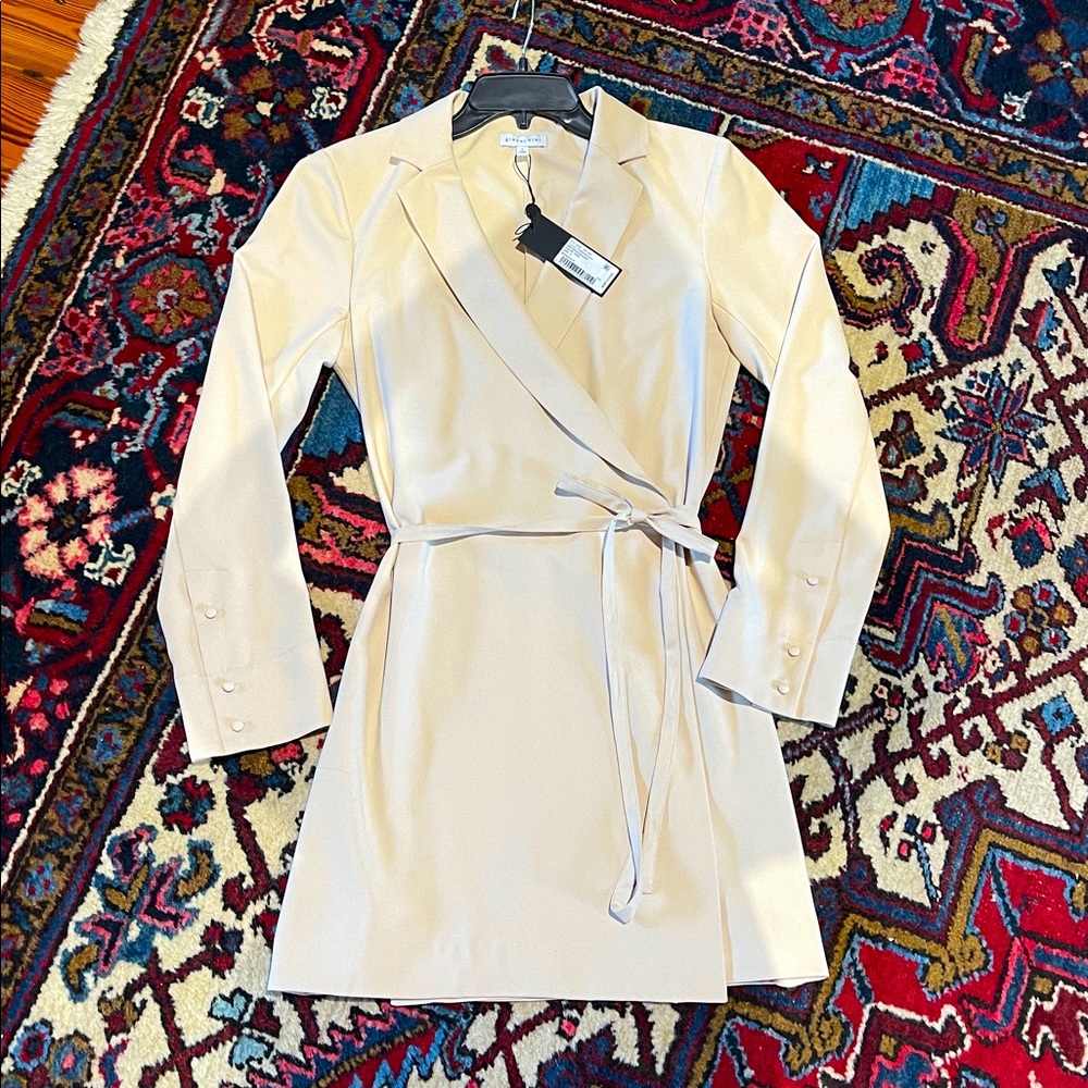 Gianni Bini Raina Notch Collar Long Sleeve Tie Waist Blazer Wrap Dress size 4